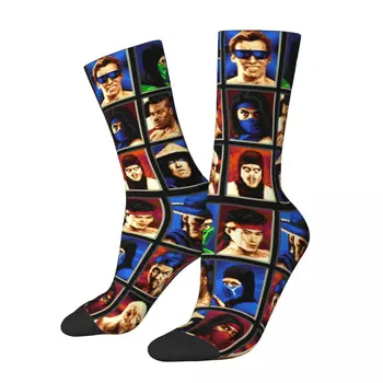 Нови мъжки чорапи Casual Mortal Kombat II Genesis Character Select 16 Bit Retro Gamer Collage Sock Graphic Women's Socks