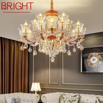 BRIGHT модерен полилей луксозен кристал LED свещ висулка лампа Nordic тела за дома Всекидневна трапезария спалня