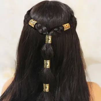 5pcs текстурирани метални Boho реколта коса пръстен клипове ужас брави коса плетене метални маншети декорация/аксесоари за коса
