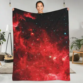 Red Galaxy Sky Flannel Blanket North America Nebula Soft Durable Throw Blanket for Living Room Camping Novelty Bedspread