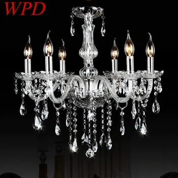 WPD луксозен стил кристал висулка лампа европейски свещ лампа изкуство хол ресторант спалня вила полилей