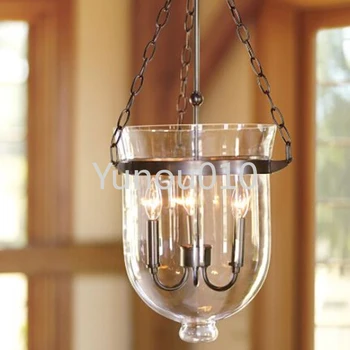Ретро рустикално прозрачно стъкло 3 свещ светлини Bell Jar висулка светлина лампа бар Антични Country осветителни тела Арт декор ресторант