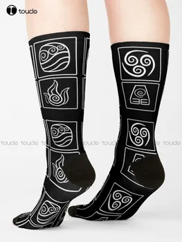 Аватар Последният повелител на въздуха Елементи Чорапи Мъжки спортни чорапи Персонализирани персонализирани 360 ° подарък за цифров печат Harajuku Цветни ретро