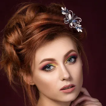 Цветни щифтове за коса за жени Бижута за шапки Кристали Сватбени аксесоари за коса Ръчно изработени булчински кристални щипки за коса