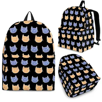 YIKELUO карикатура абстрактно котка раница унисекс случайни открит пътуване чанта с цип студент учебник раница обратно в училище подарък