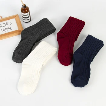 японски над коляното чорапи зимни топли бедра-високо крак плетени чорапи участък дълги чорапи мода плътен цвят на едро