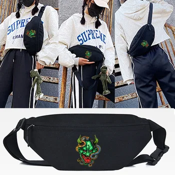 Waist чанта мода гърдите скитник чанта зелен базилиск печат бягане джогинг Crossbody торбичка цип рамо пакети спортни бегач чанти Унисекс