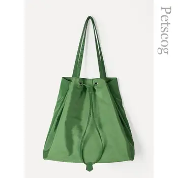 Дизайнер прости найлон рамо чанти за жени зелен шнур кофа чанта Preppy стил случайни пътуване големи мъкна унисекс чанти