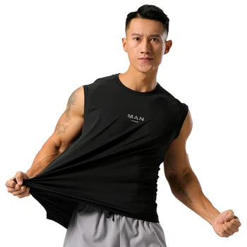 Men Tank Top Gym Jogging Shirt Sleeveless Quick Dry Printing Sportswear Male Fitness Elastic Sort Vest Muscle Compression Top