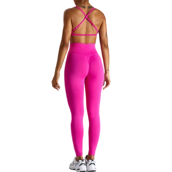 Безшевен йога комплект за жени, бягане на открито, тесни йога панталони, бързосъхнещ спортен фитнес костюм