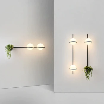 Декоративно растение LED лампа за стена творчески селски полилей в саксия за хол Трапезария кафене бар кухня изкуство нощно шкафче Стенни светлини