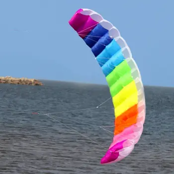 1.4/2/2.7m Rainbow Dual Line кайт сърф каскадьор парашут мек параfoil сърф хвърчило спорт хвърчило голям открит плаж летящ хвърчило