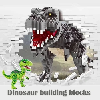 Тиранозавър Рекс Микро градивни блокове тухла Velociraptor модел Джурасик парк фигура динозавър играчки за деца рожден ден