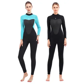 3MM неопренов водолазен костюм едно парче дълъг ръкав жени плуване и сърф костюм водни спортове слънцезащита и топло гмуркане