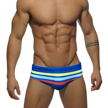 Europe America Fashion Stripe Triangle Swimming Shorts Mens Push Pad Sexy Beach Surfing Briefs Spring Bathing Quick Dry Swimsuit