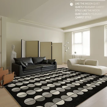 Тъмен хол килим черен геометричен дизайн модерна спалня килим пухкава стая Alfombra потребителски размер извънгабаритни Tapis ковер 러그 Постелки